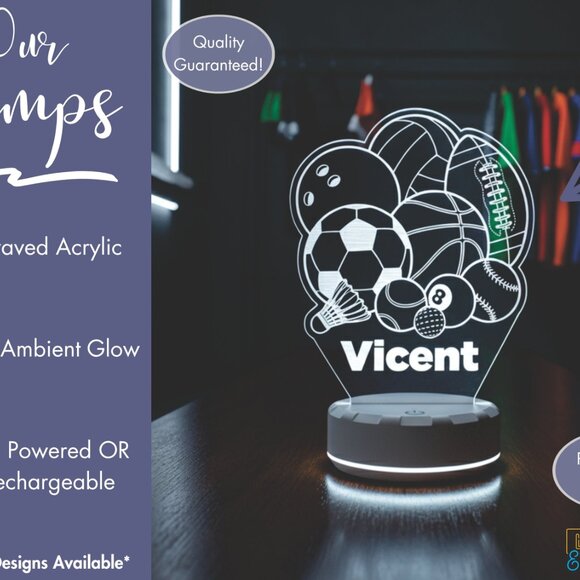Custom Sports LED Night Light for Kids and Adults - Picture 3 of 8